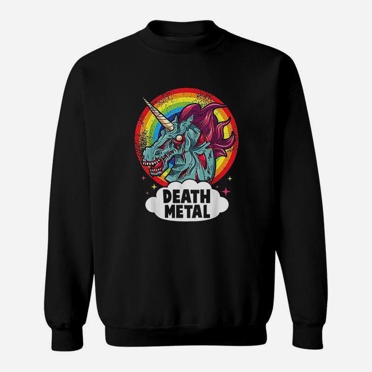 Death Metal Unicorn Rainbow Rocker Emo Zombie Sweat Shirt