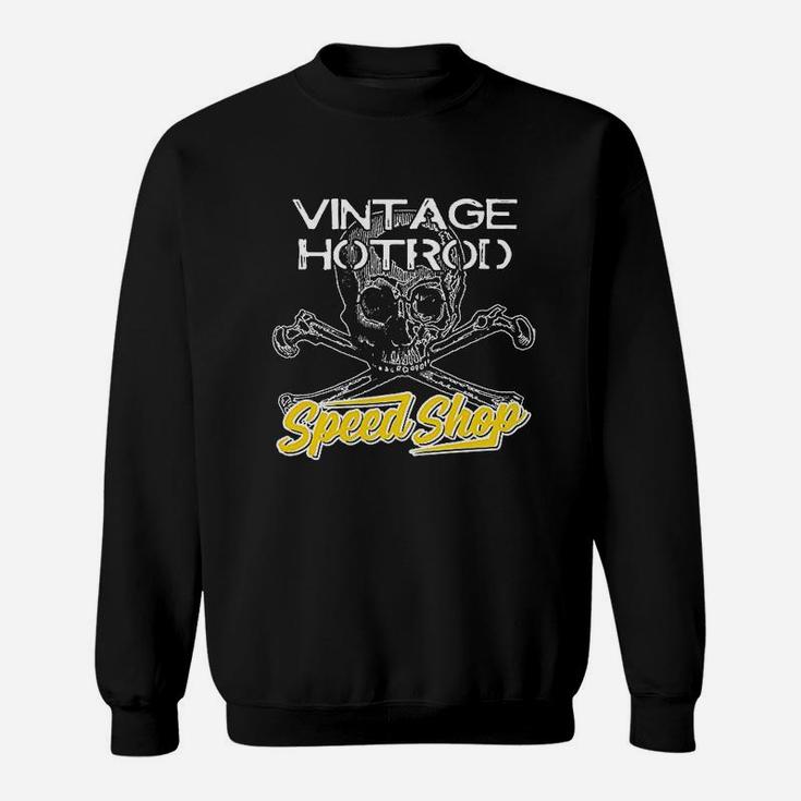 Devil Vintage Speed Shop Skull Crossbones Yellow Racing Garage Sweat Shirt