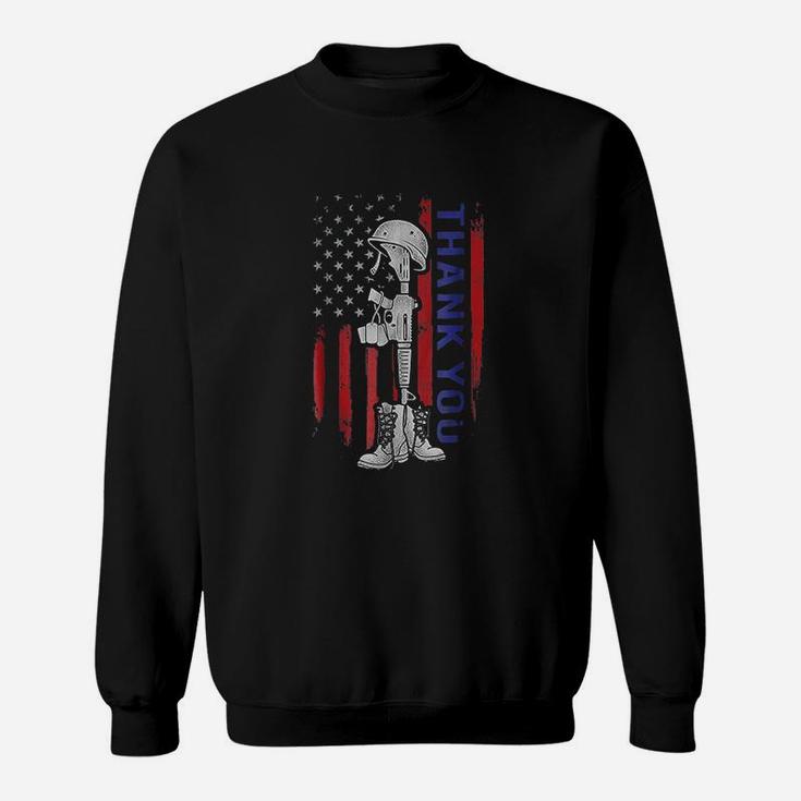 Distressed Memorial Day Flag Military Boots Sweat Shirt