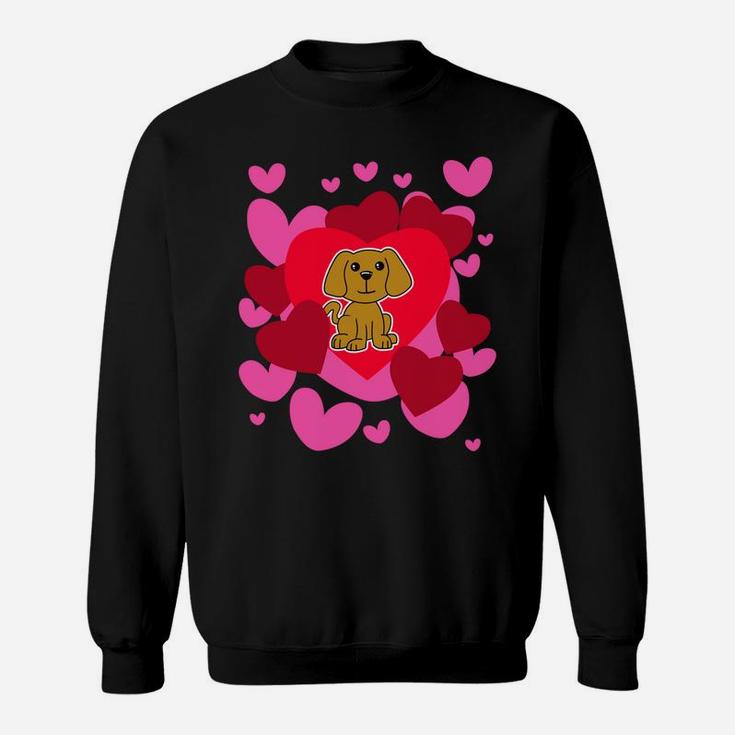 Dog Love Puppy Valentines Day Romantic Hearts Sweat Shirt