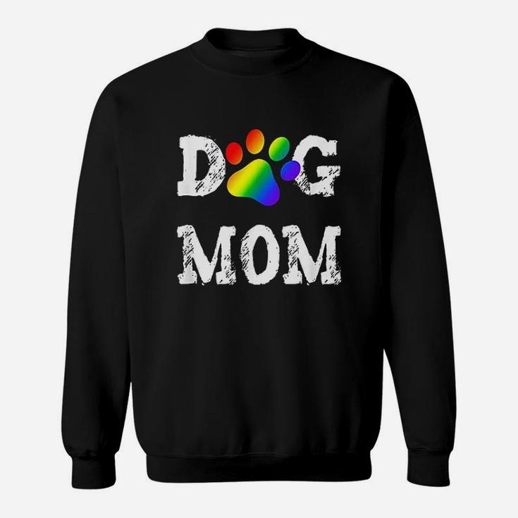 Dog Mom Dog Lover Rainbow Puppy Paw Sweat Shirt