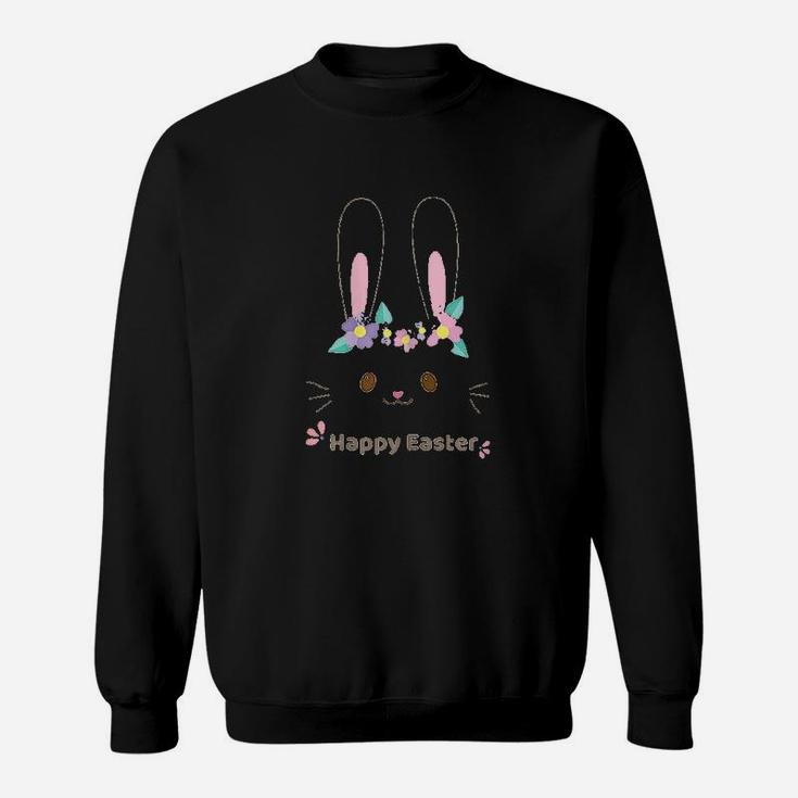 Easter For Women And Girls Easter Cute Bunny Face Sweat Shirt