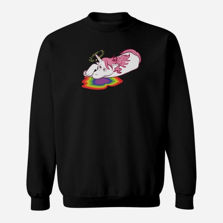 Einhorn und Regenbogen Schwarzes Sweatshirt, Magisches Design Tee