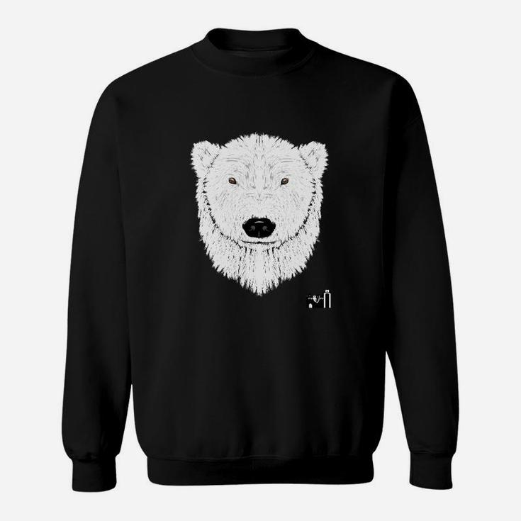 Eisbär-Grafik Sweatshirt in Schwarz, Sweatshirt mit Tiermotiv