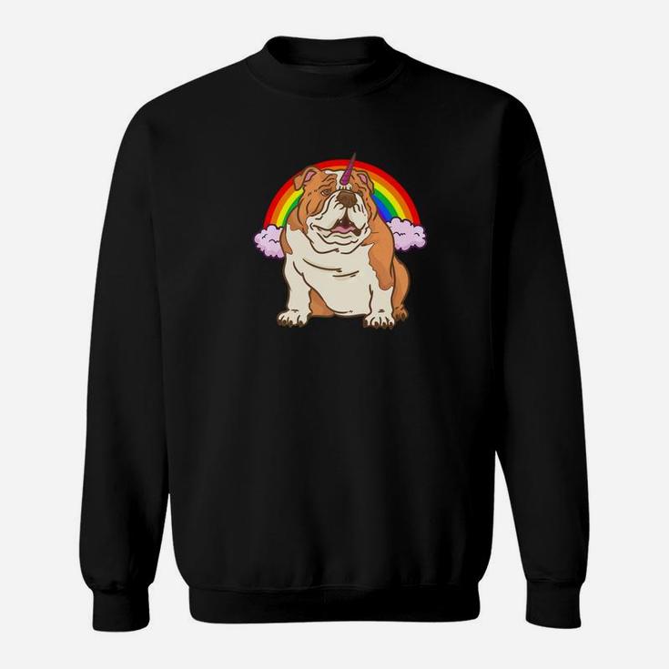 English Bulldog Unicorn Kids Rainbow Sweat Shirt