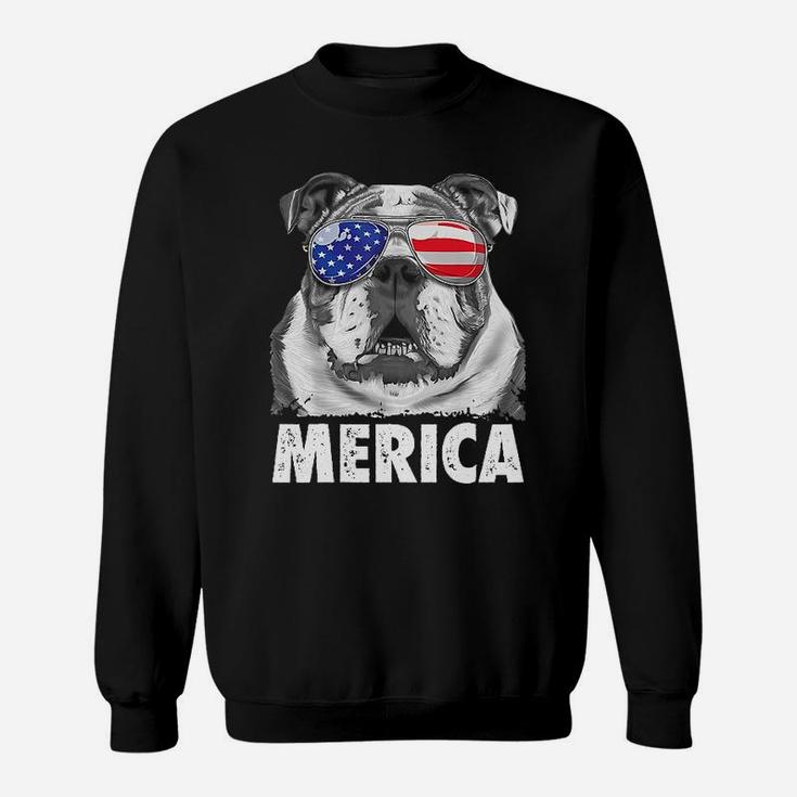 English Bulldog Usa Flag Sweat Shirt - Seseable