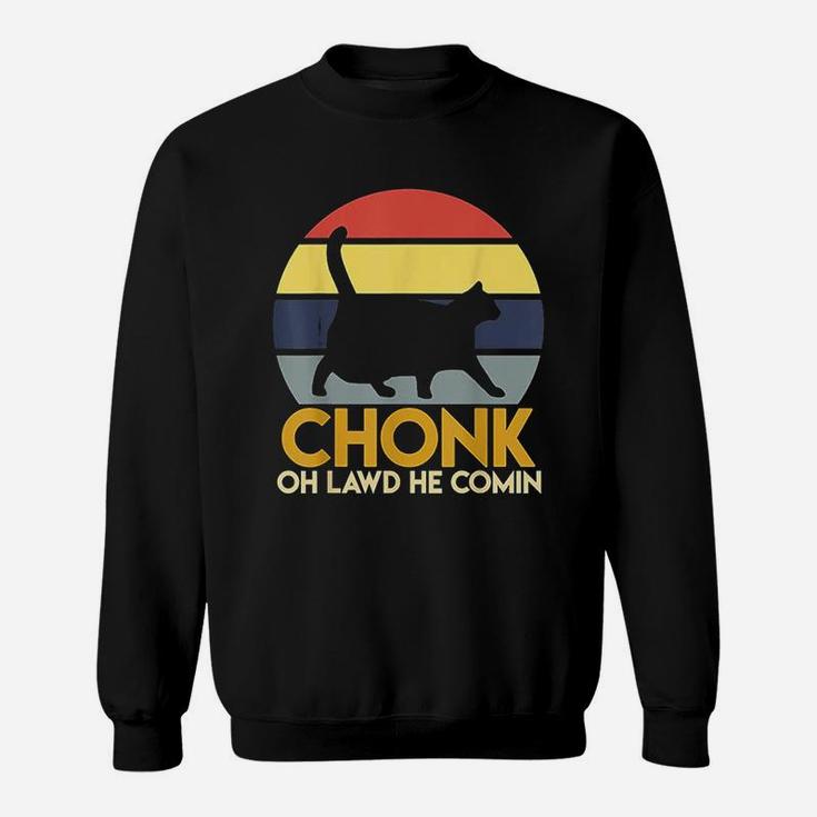 Fat Cats Chonk Oh Lawd He Comin Vintage Retro Sunset Sweat Shirt
