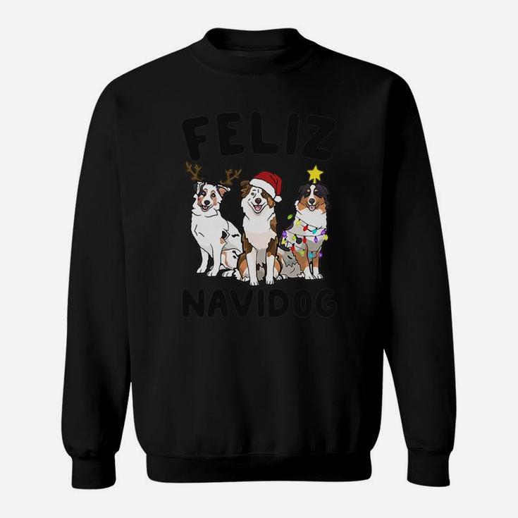 Feliz Navidog Australian Shepherd Dog Christmas Sweat Shirt