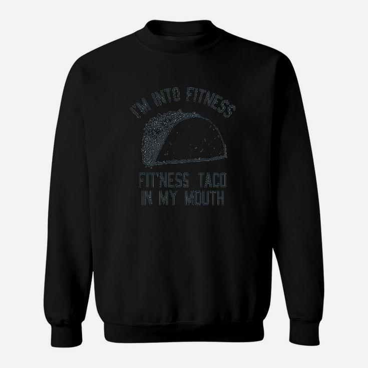 Funny "I'm Into Fitness (Fitness Taco In My Mouth)" Men's T-Shirt - Gym Food Humor Tee