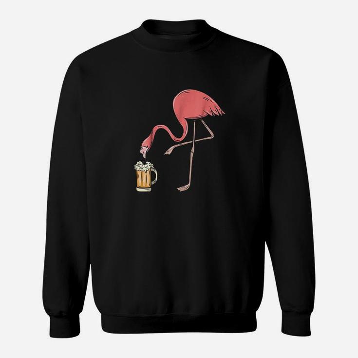 Flamingo Drinking Beer Funny Pink Flamingo Sweat Shirt