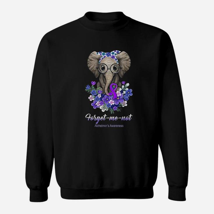 Forget Me Not Alzheimers Awareness Elephant Flower Sweat Shirt