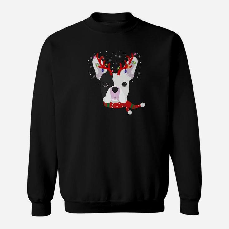 French Bulldog Reindeer Reindeer Antlers Christmas Sweat Shirt