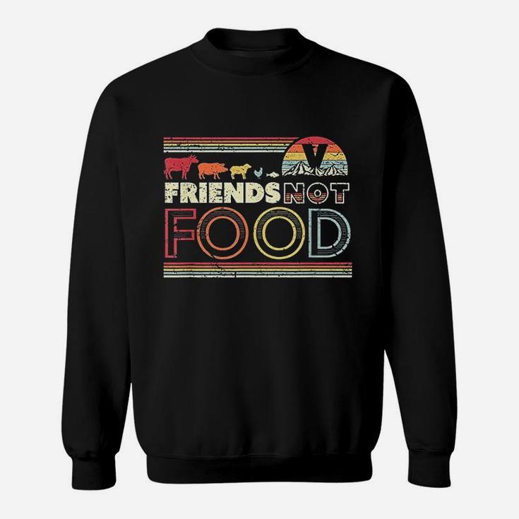 Friends Not Food Retro Style Vegan Vegetarian Sweat Shirt