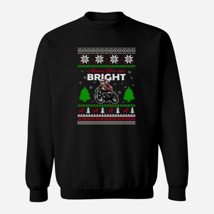 Fröhlich und Hell Motorrad Ugly Christmas Pullover Stil Sweatshirt