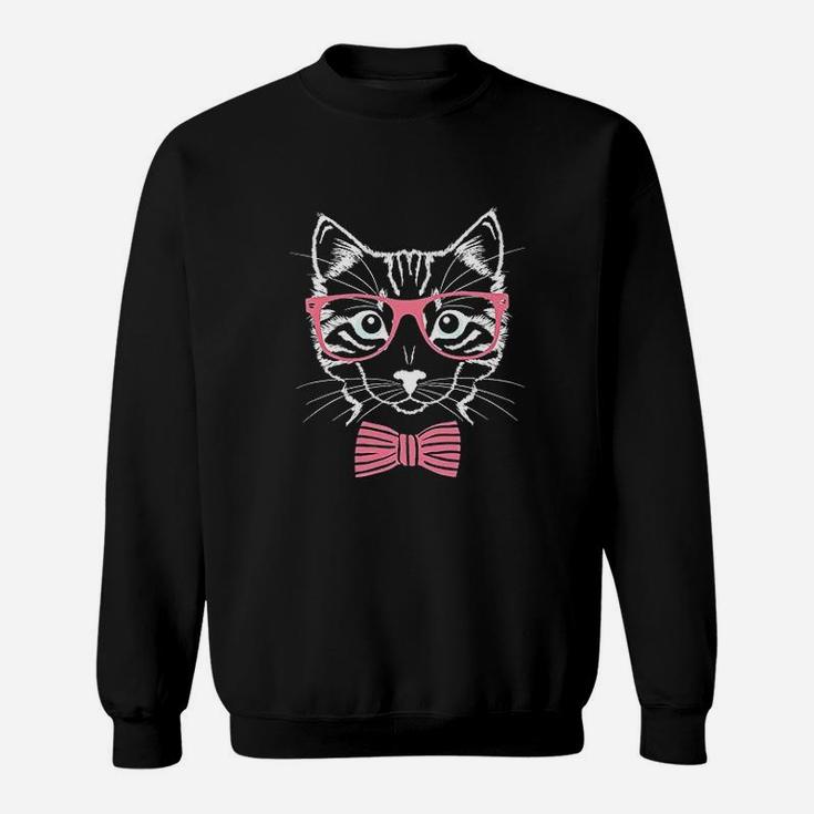 Funny Cat Pink Glasses Vintage Sweat Shirt
