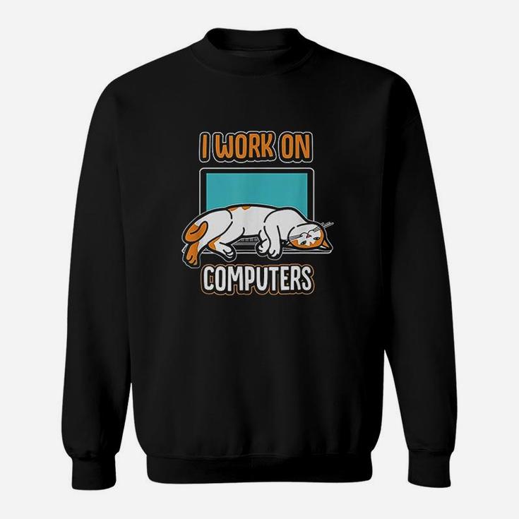 Funny Cats And Computers Halloween Kitty For Pet Lovers Sweat Shirt