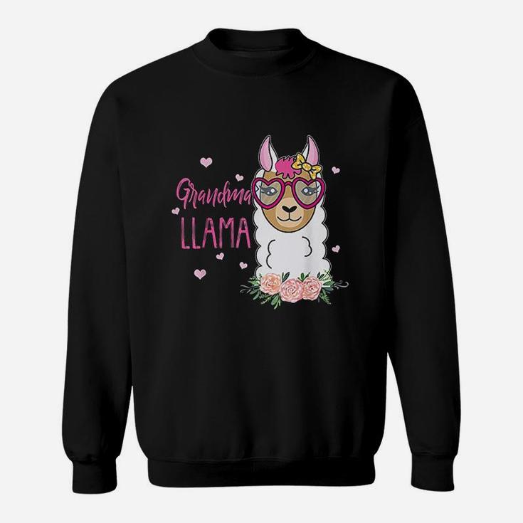 Funny Grandma Llama Boho Flowers Pink Heart Sweatshirt