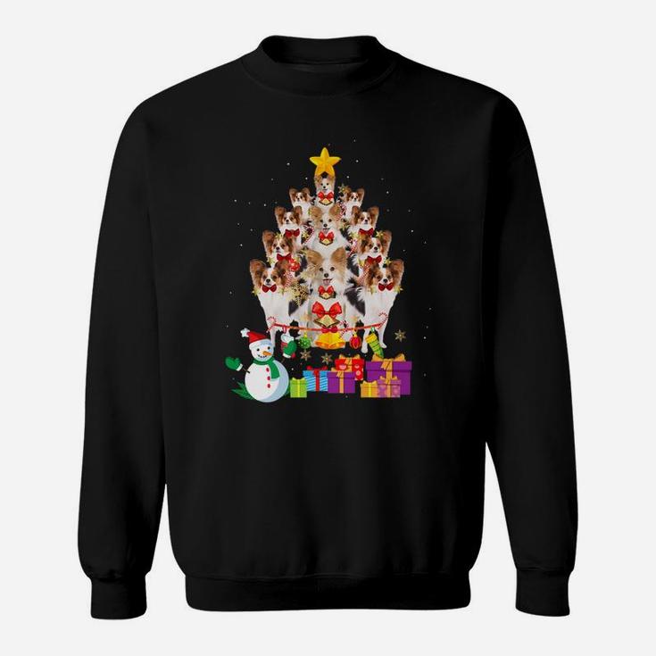 Funny Papillon Christmas Dog Tree Xmas Gift Sweat Shirt