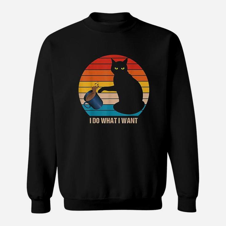 Funny Retro Vintage Cat Do What I Want Cat Lover Cat Mom Sweat Shirt