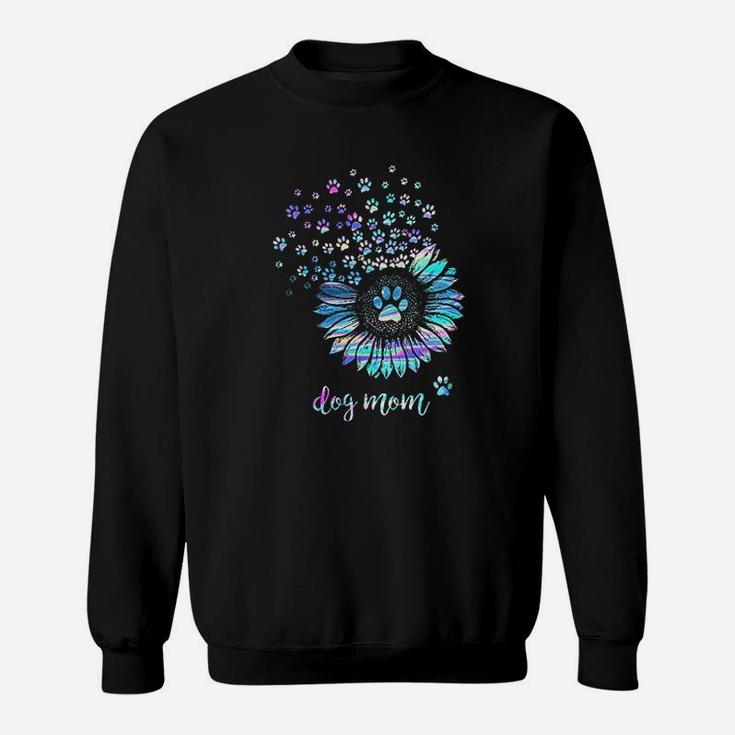 Funny Sunflower And Paw Dog Mom Dog Lovers Sweat Shirt