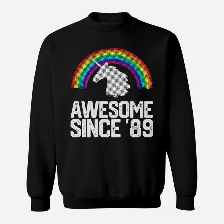 Funny Unicorn 1989 32nd Birthday Gift Rainbow Retro Vintage  Sweat Shirt