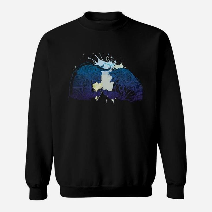 Galaktisches Katzenduo Sweatshirt, Schwarzes mit Kosmos-Motiv