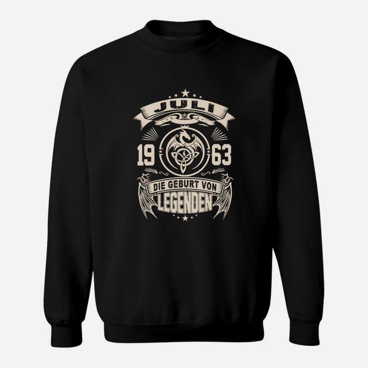 Geburt von Legenden 1963 Sweatshirt, Vintage Schwarz für Juli-Jubilare