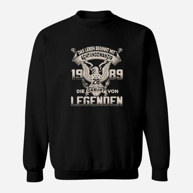 Geburtsjahr 1989 Legenden Sweatshirt, Adler Motiv Personalisiert
