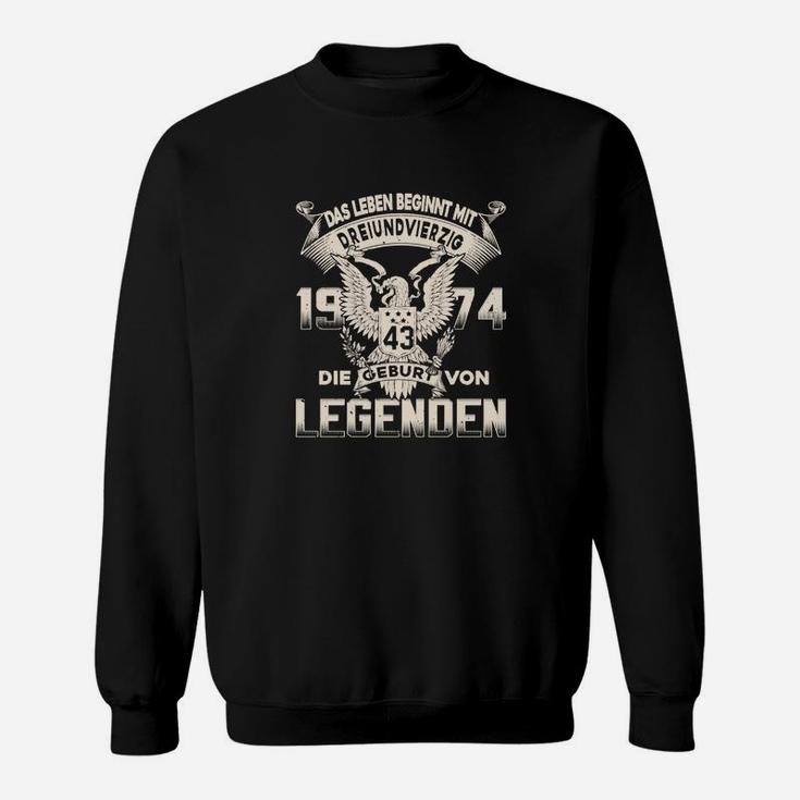 Geburtsjahr-Legenden Schwarzes Sweatshirt, Adlermotiv Design