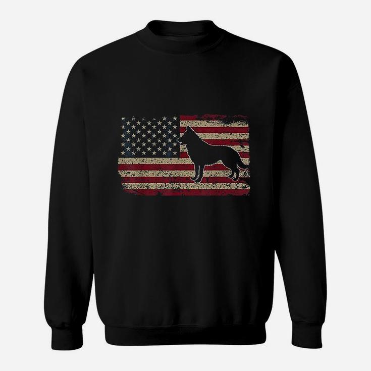 German Shepherd America Flag Patriotic Dog Lover Gift Sweat Shirt
