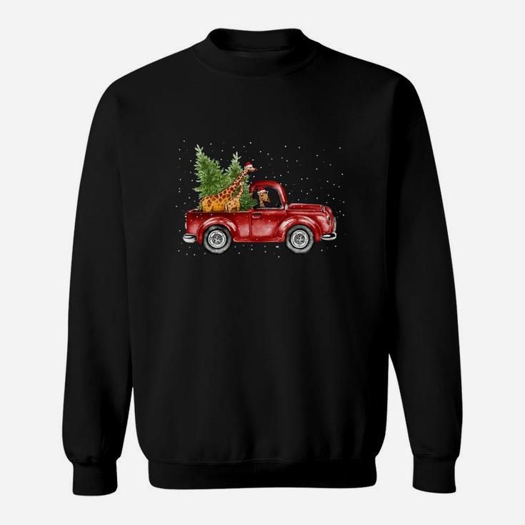Giraffe Christmas Car Christmas Tree Sweat Shirt
