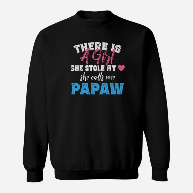 Grandpa Gifts Girl Stole My Heart Calls Me Papaw Sweat Shirt