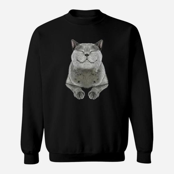 Grey Cat Smile Eager Face Sweat Shirt