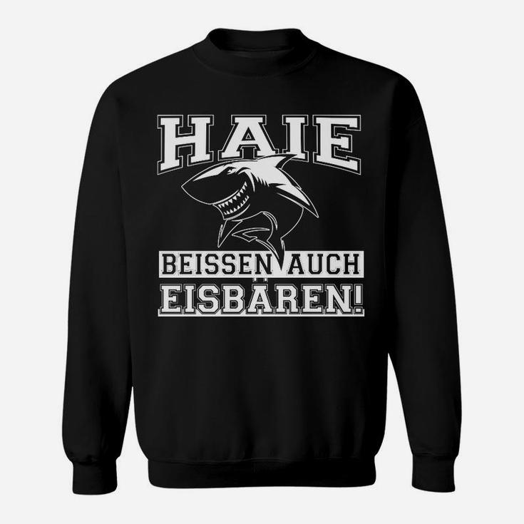 Haifisch Motiv Sweatshirt für Sportfans, Schwarzes Tee mit Spruch