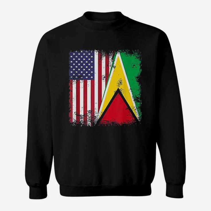 Half Guyanese Flag Vintage Guyana Usa Gift Sweat Shirt