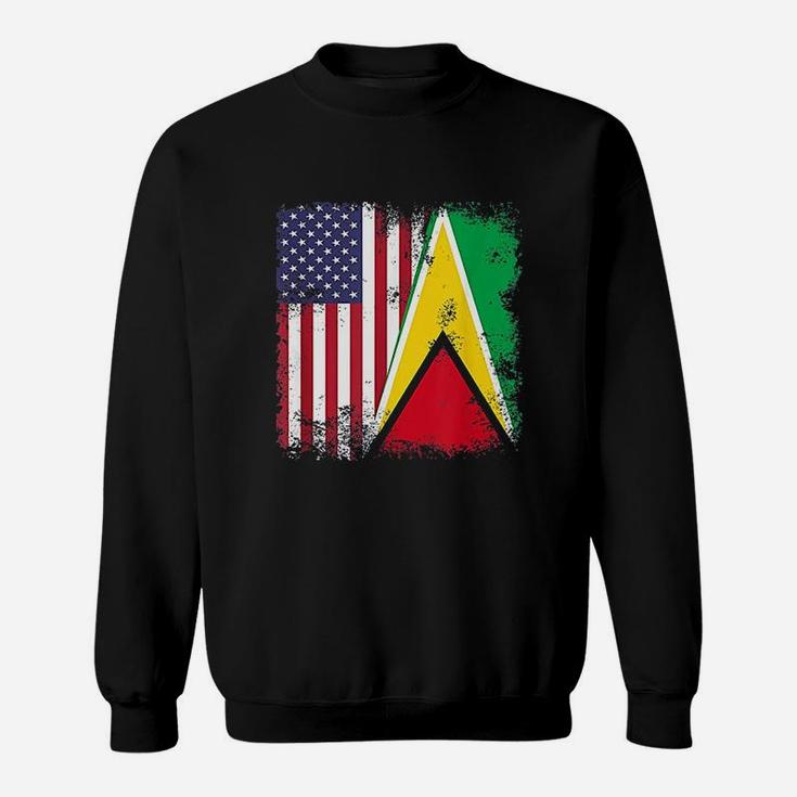 Half Guyanese Flag Vintage Guyana Usa Gift Sweat Shirt