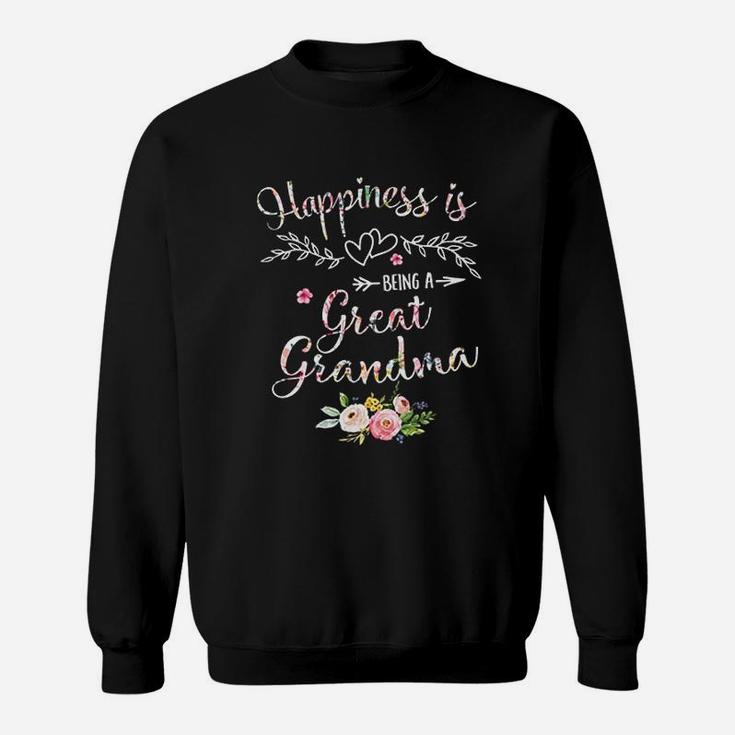 Happiness Is Being A Great Grandma For Women Flower Grandma Sweat Shirt