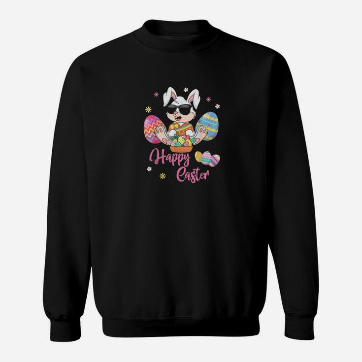 Happy Easter Rabbit Bunny Wearing With Easter Sweat Shirt