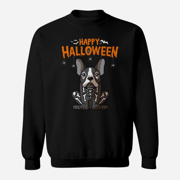 Happy Halloween French Bulldog Skeleton Dog Costume Sweat Shirt
