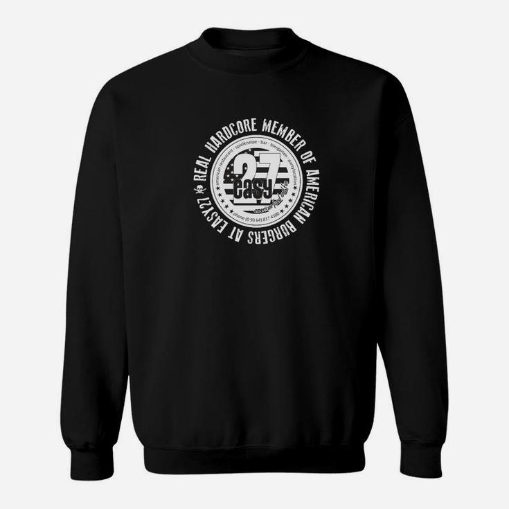 Hardcore Member Schwarzes Sweatshirt mit Rundhalsausschnitt, Design für Musikfans
