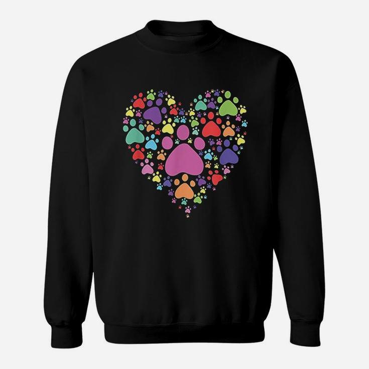 Heart Paw Print Dog Cat Lover Valentines Day Sweat Shirt
