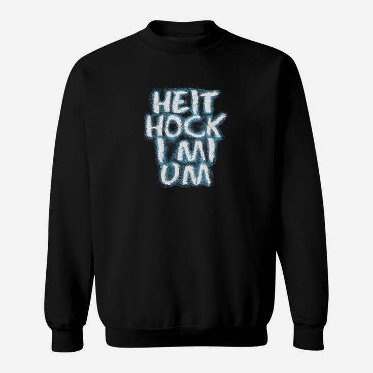 Herren Sweatshirt HET HOCK M OM Leuchtender Schriftzug, Schwarz