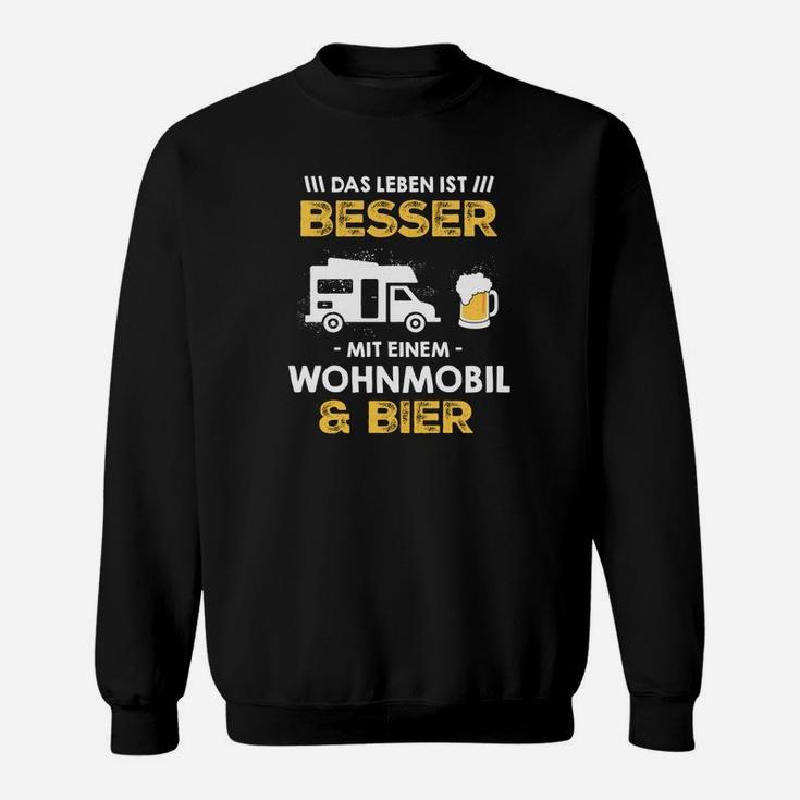 Herren Sweatshirt mit Motiv Leben ist besser mit Wohnmobil & Bier, Camping-Sweatshirt
