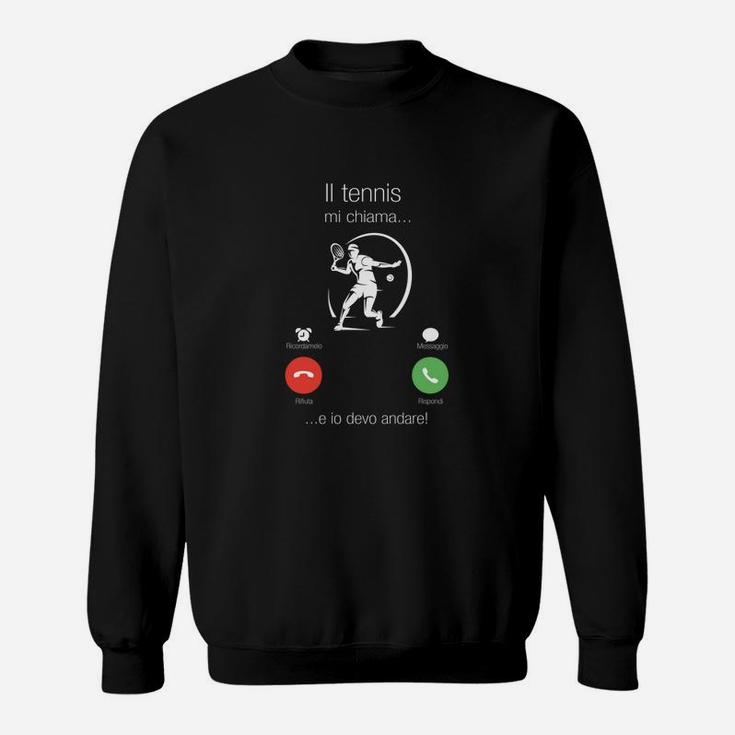 Herren Tennis Sweatshirt mit Italienischem Slogan, Sportmotiv Tee