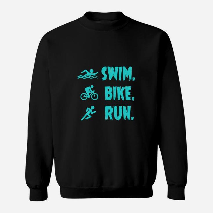 Herren Triathlon Sweatshirt Swim. Bike. Run. Motivation, Schwarz