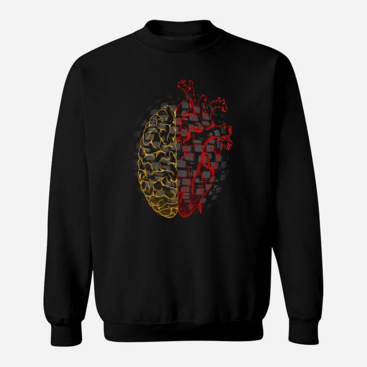 Herz-Gehirn-Verbindung Grafik Sweatshirt in Schwarz, Kreatives Design Tee