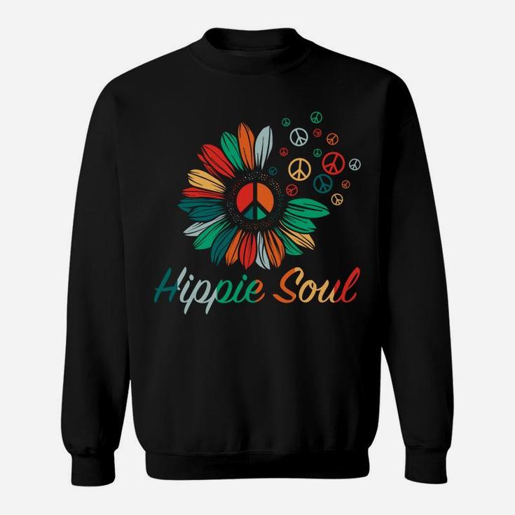Hippie Soul Sunflower Colorful Peace Sign Hippie Gift Sweatshirt