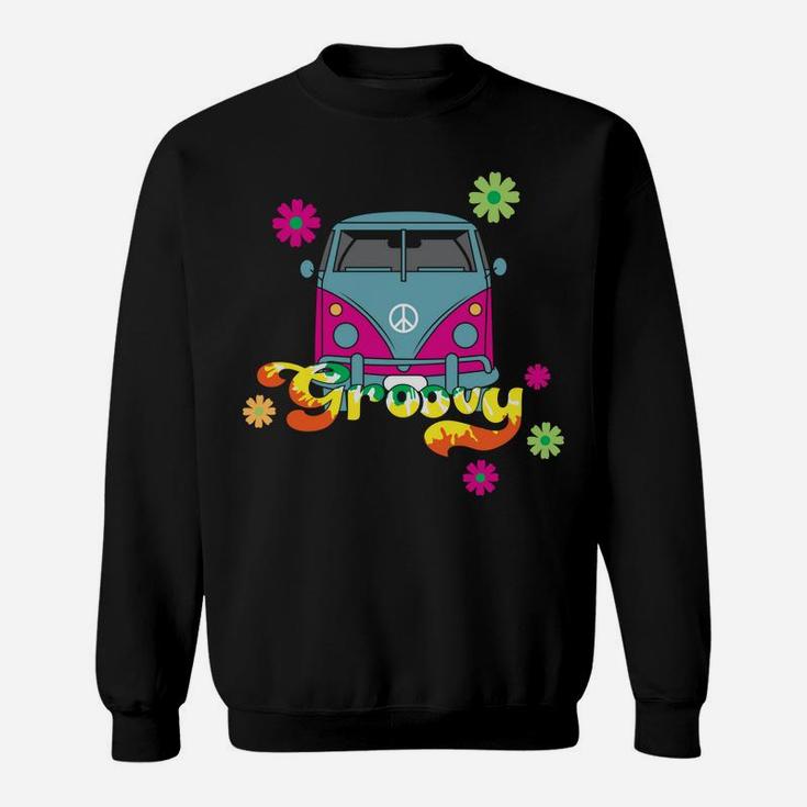 Hippie Van Groovy Retro Floral Camping Bus Sweatshirt