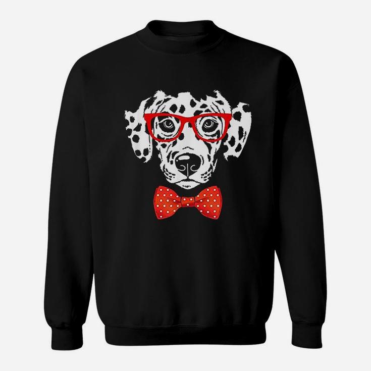 Hipster Dog Dalmatian Wearing Glasses Sweat Shirt