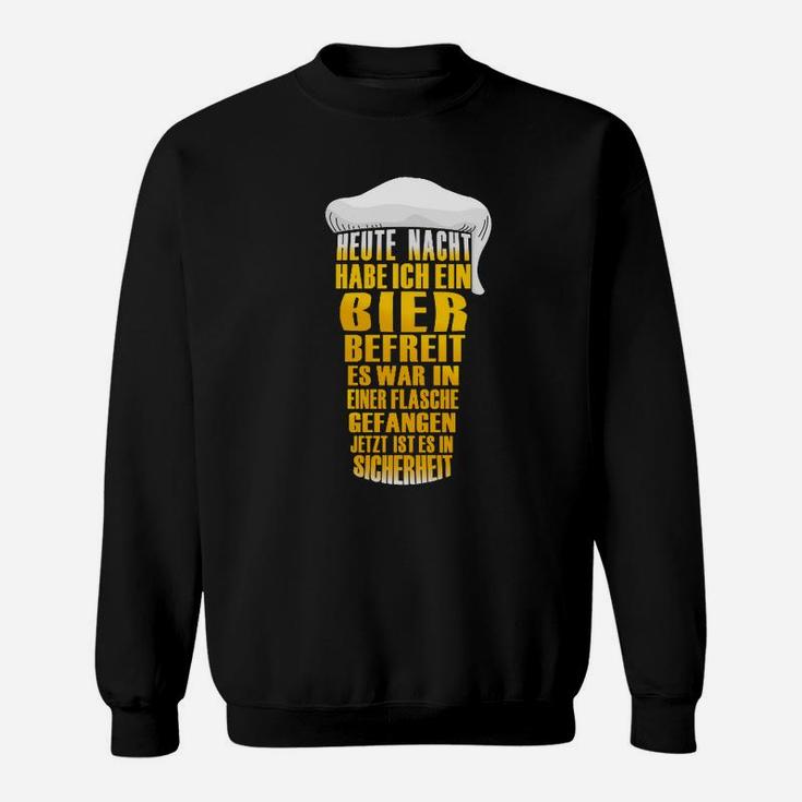 Humorvolles Bierfreunde Sweatshirt Bier befreit Spruch, Schwarz